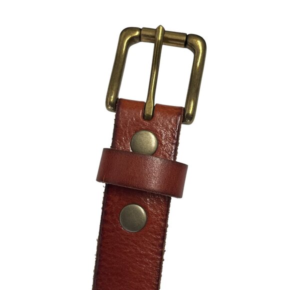 Men’s Genuine Full Grain Leather Belt Brown Brass Buckle Size 38 – Belts.com - Picture 5 of 9